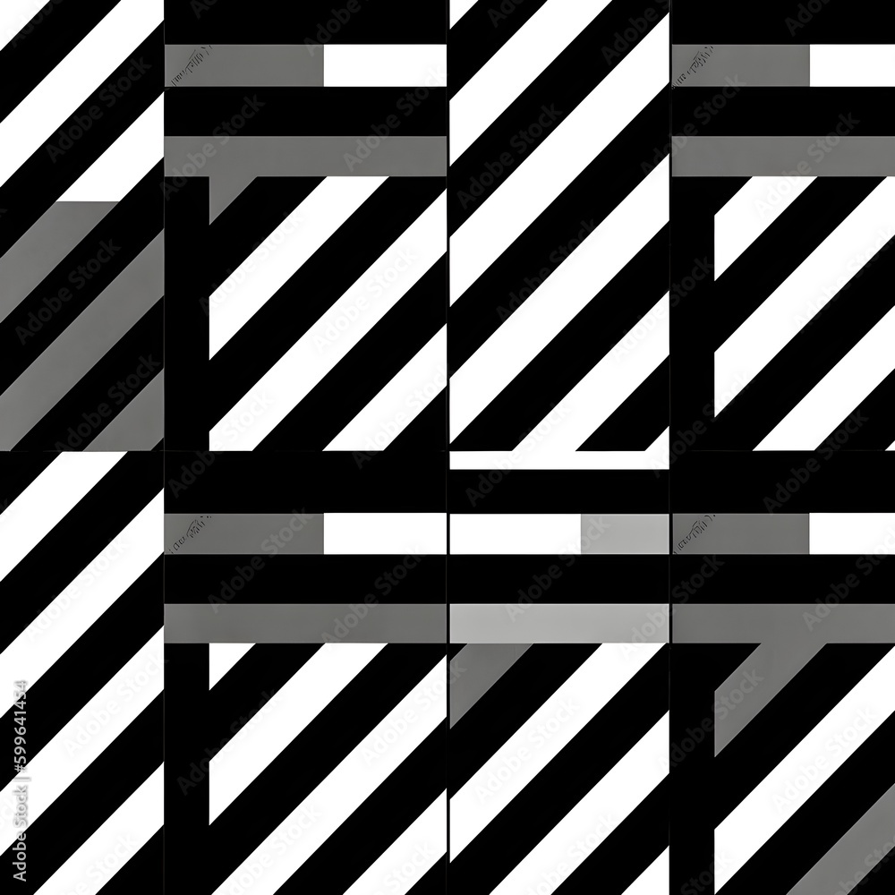 Poster black and white line diagonal geometric seamless pattern texture for fabric print. generative ai tec
