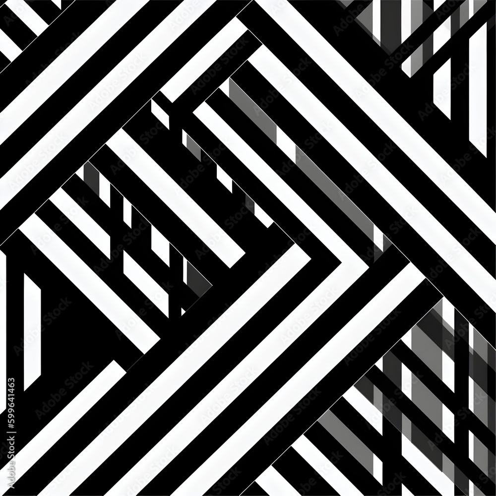 Aufkleber black and white line diagonal geometric seamless pattern texture for fabric print. generative ai tec