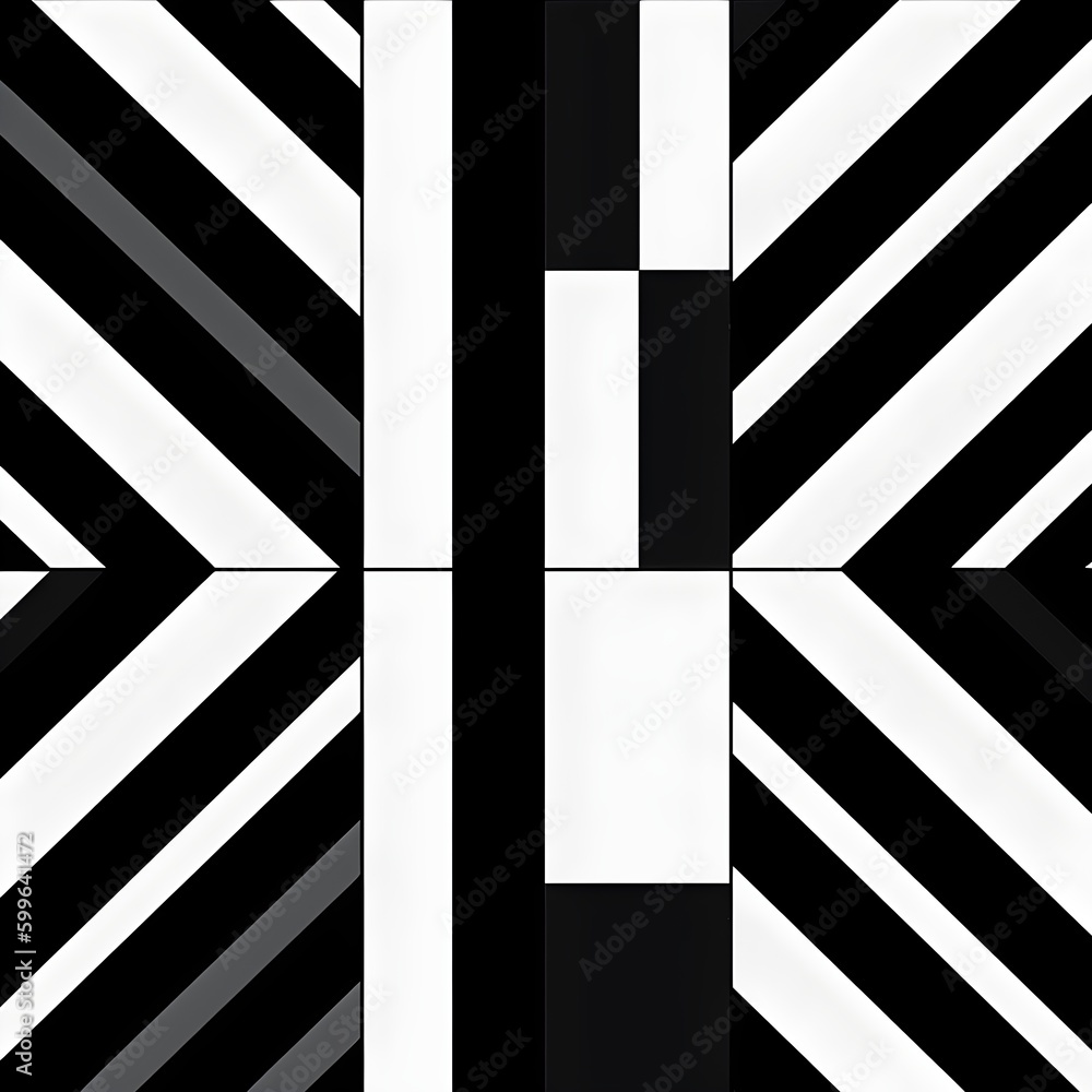 Aufkleber black and white line diagonal geometric seamless pattern texture for fabric print. generative ai tec