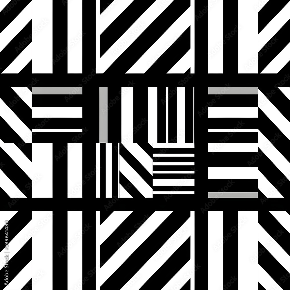 Aufkleber black and white line diagonal geometric seamless pattern texture for fabric print. generative ai tec