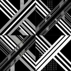 Black and white line diagonal geometric seamless pattern texture for fabric print. Generative AI technology.