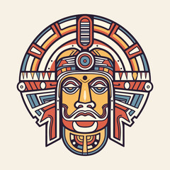 Explore the intricate details of Aztec culture with our stunning hand-drawn Aztec illustration design