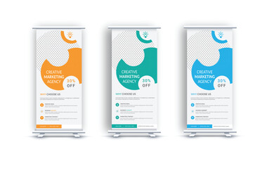 Business professional roll up banner, Corporate Roll Up Banner Signage Standee Template | Creative Business X Banner Design Layout with three Color Variations