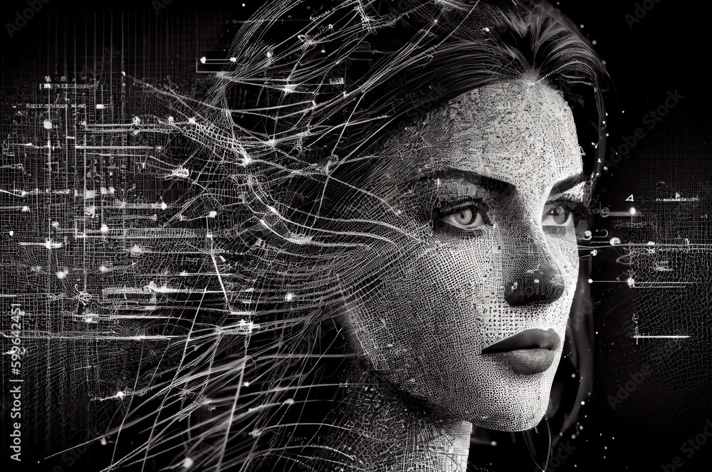 Aufkleber ai cyborg background with copyspace generative ai