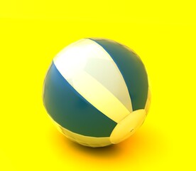 Fototapeta premium Beach ball isolated on a yellow background, 3d rendering.