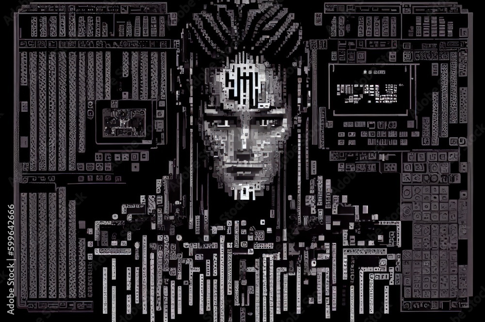 Poster artificial intelligence cyborg background with copy space generative ai