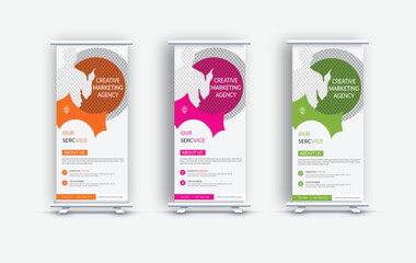 Corporate Roll Up Banner Signage Standee Template |Creative Business X Banner Design Layout with three Color Variations