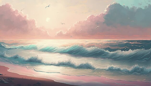 Serene Ocean Waves: Captivating Seascape with Tranquil Animation