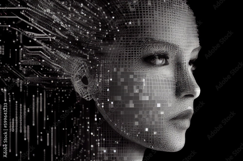 Poster supercomputer cyborg background with copyspace generative ai