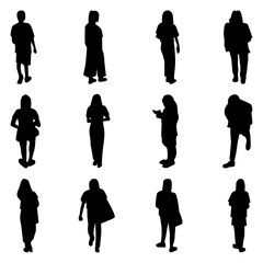 Vector Collection Set of Casual People Silhouettes