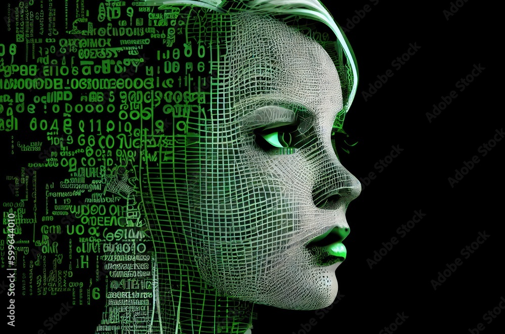 Aufkleber green supercomputer cyborg background with copy space generative ai