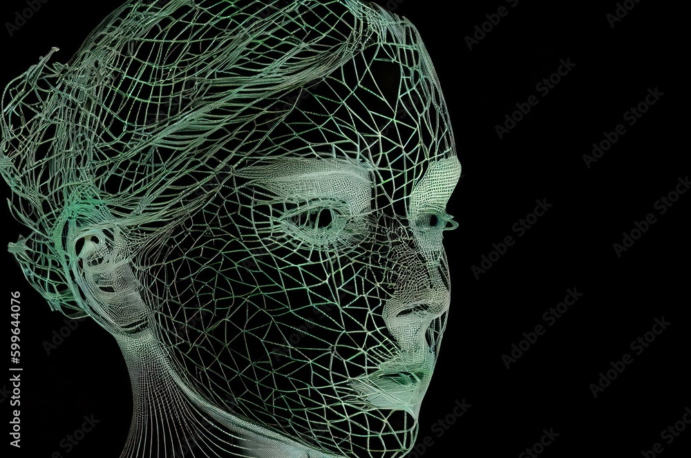 Aufkleber green supercomputer humanoid background with copyspace generative ai
