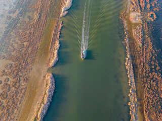 Gediz delta fishermen live in the river among the reeds.