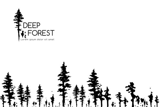Ink hand drawn forest. Design collection.