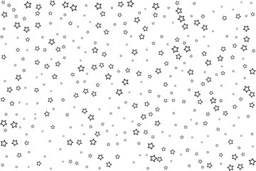 Starry background. Vector seamless pattern with stars. Monochrome horizontal texture. Swatch with sparkles for textile design.