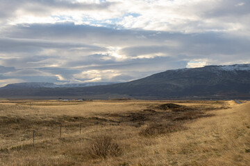 Autumn country and a cloudy sky, Iceland