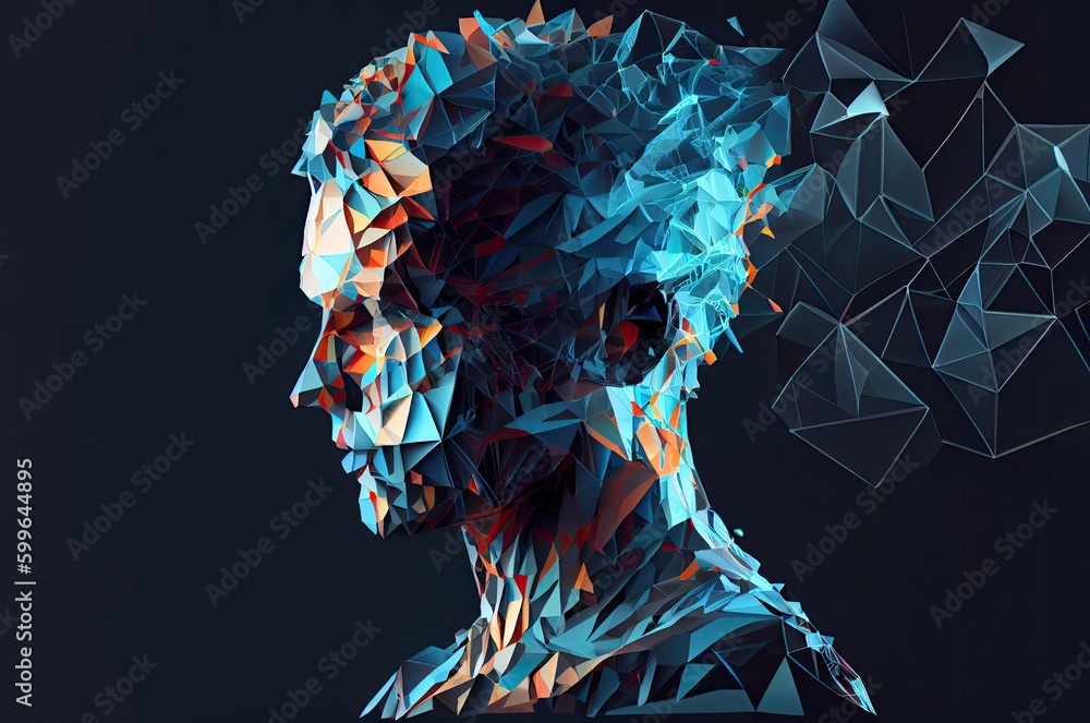 Poster advanced computing head background with copy space generative ai