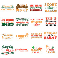 Christmas Quotes t shirt design bundle
