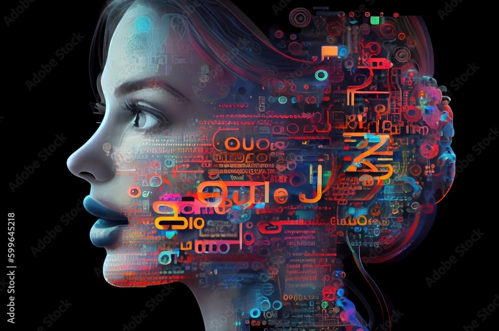 Poster ai head background with copyspace generative ai