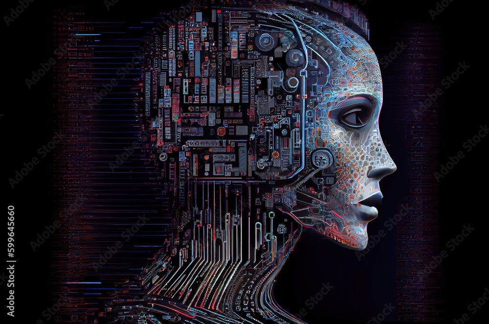 Poster artificial intelligence head design with copy space generative ai