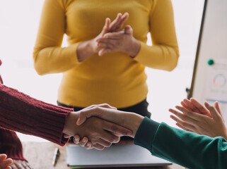 Businesswoman handshake and business people. Successful business handshake concept.