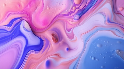 Fototapeta premium Pastel Psychedelic Marble in Pink, Blue, and Purple Aesthetic - Liquid Wave Pattern with Melted Paint Like Liquid Swirling - Generative AI