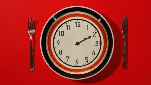 Round plate clock hands with colored outline move fast