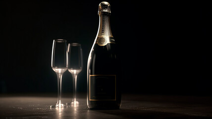 Champagne bottle or champaign champaign. Generative AI