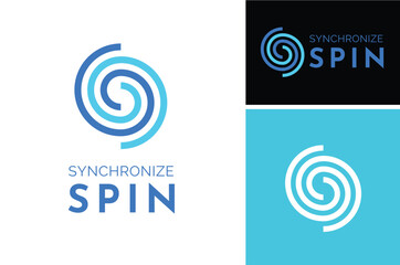 Spin Spiral Vortex Rotation Curve Swirl Fingerprint whirlpool line logo design