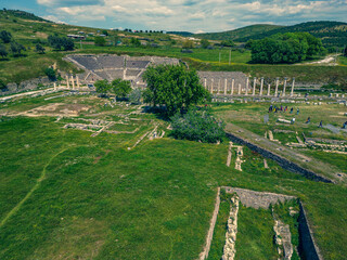 Fototapeta na wymiar Pergamon roman empire asclepion health center spring view