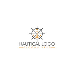 Ship's Wheel, Anchor Logo Design Template isolated on white background