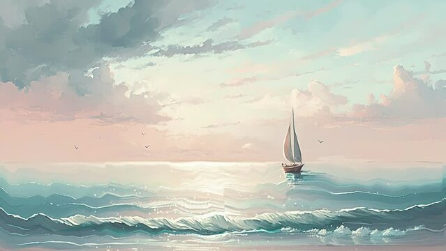 Serene Ocean Waves: Captivating Seascape with Tranquil Animation