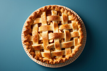 A top view of apple pie. food photography, pastry. image created with artificial intelligence - obrazy, fototapety, plakaty