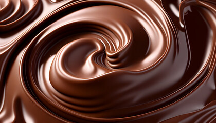Obraz na płótnie Canvas A close-up of a chocolate swirl velvety smooth chocolate ripples, Generative AI