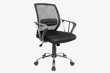 Fototapeta premium ergonomic office chair with adjustable height and tilt, armrests, and wheels for maximum comfort, created with generative ai