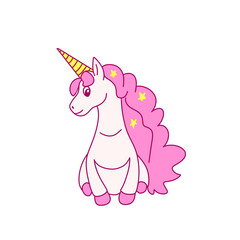 Cartoon unicorn with pink hair 