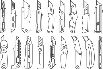 Utility Cutter  Outline Bundle,Clip Art