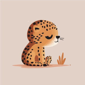 cute cute Leopard simple, vibrant matte palette, cartoon, children book style, comic, artistic, flat character, Illustrator
