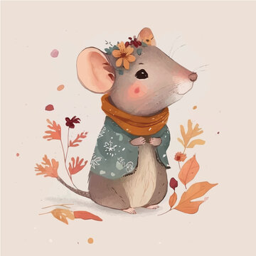 cute cute Rat simple, vibrant matte palette, cartoon, children book style, comic, artistic, flat character, Illustrator
