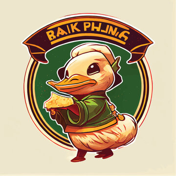 cute Peking duck food character, cartoon, children book style, artistic, theme print design, for t-shirt print and case, Illustrator
