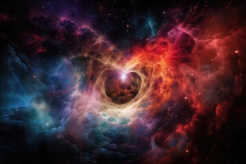 Fototapeta na wymiar heart, surrounded by swirling nebula of brilliant colors, created with generative ai