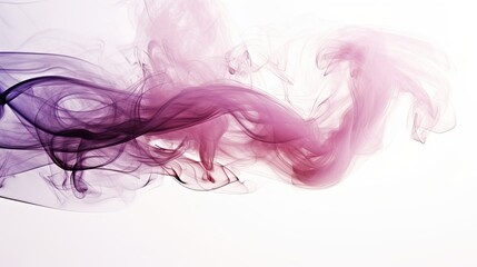 abstract colorful purple smoke wafting across image with solid white background, for presentation, generative AI 