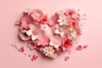 wedding flower background love valentine hipster rose card day pink heart. Generative AI.