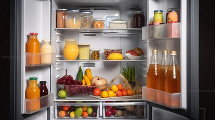 Refrigerator with different products, AI Generative