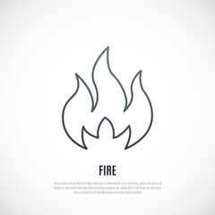 Fire outline vector icon. Contour line fire illustration isolated on white background.