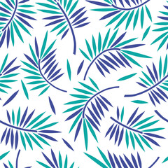 Fototapeta na wymiar Palm leaf decorative shape cutouts style vector seamless pattern. Scandinavian childish bold tropical summer background. Baby jungle plant surface design for textile fabric