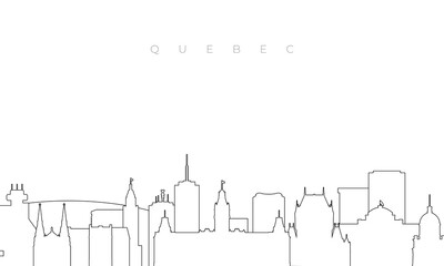 Outline Quebec skyline. Trendy template with Quebec buildings and landmarks in line style. Stock vector design.