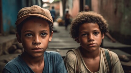 The Unseen Side of Society: Homeless Kids, criança mendiga, menino de rua, generative ai