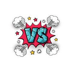Versus fight in comic style. Combat Challenge Vs isolated on white background. Vector illustration.
