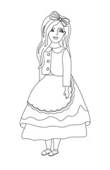 Thumbelina girl coloring for children.vector illustration black and white.